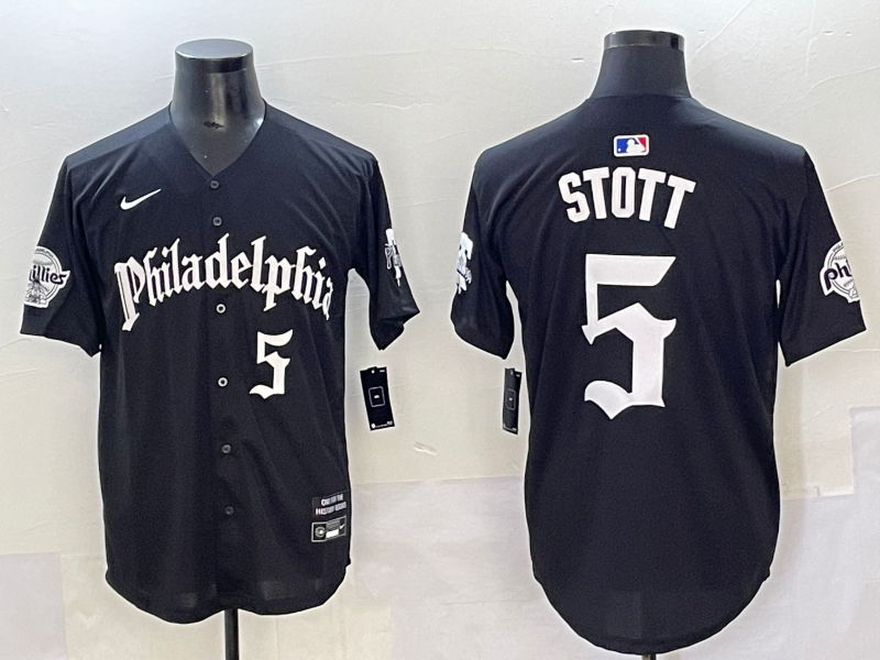 Men's Philadelphia Phillies Bryson Stott #5 Black Limited Jersey